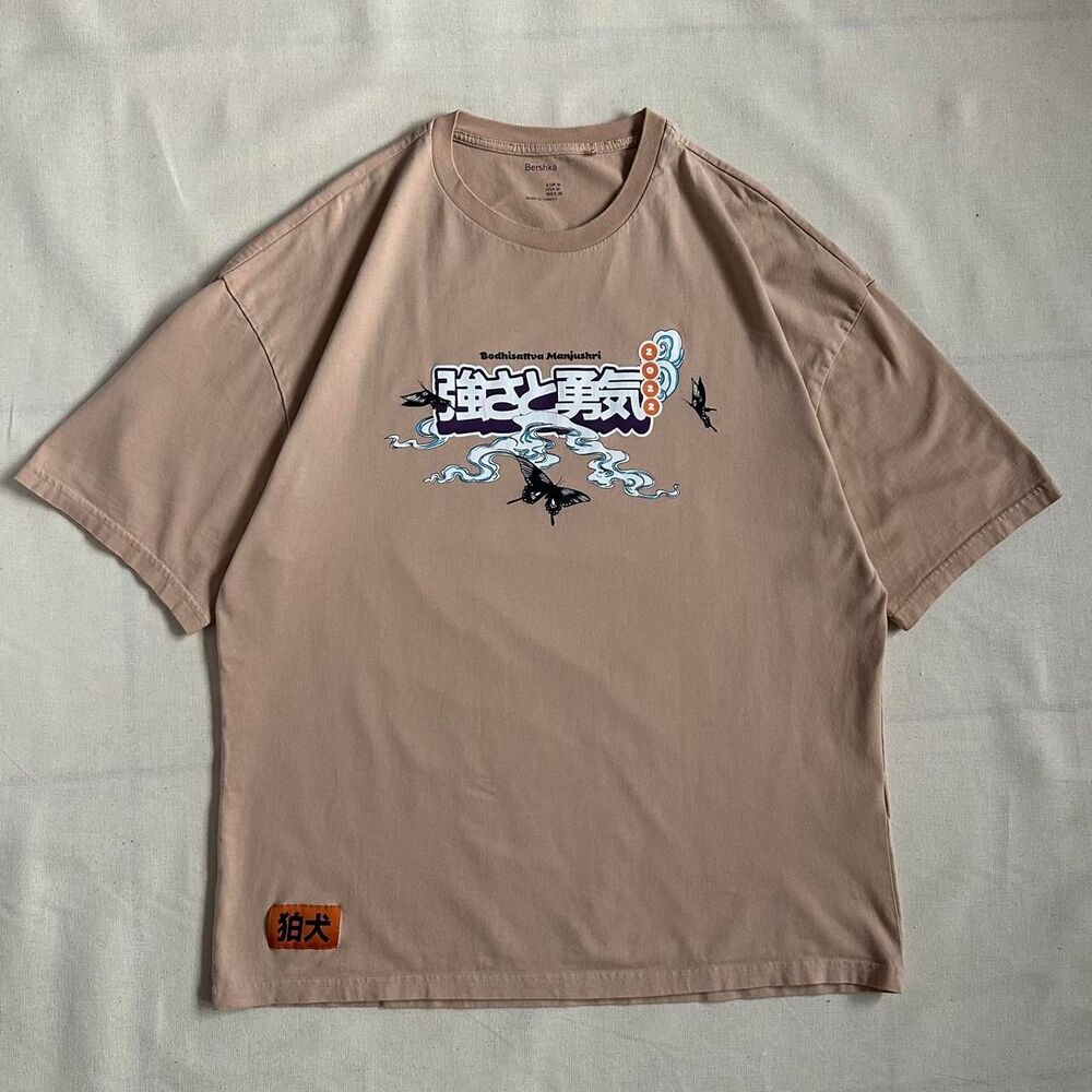 Bershka Japanese Stone Guardian Oversized Graphic Tee M